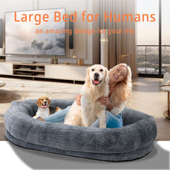 Xxxl Human-Sized Dog Bed Washable Orthopedic Pet Bed Bean Bag With Soft Blanket