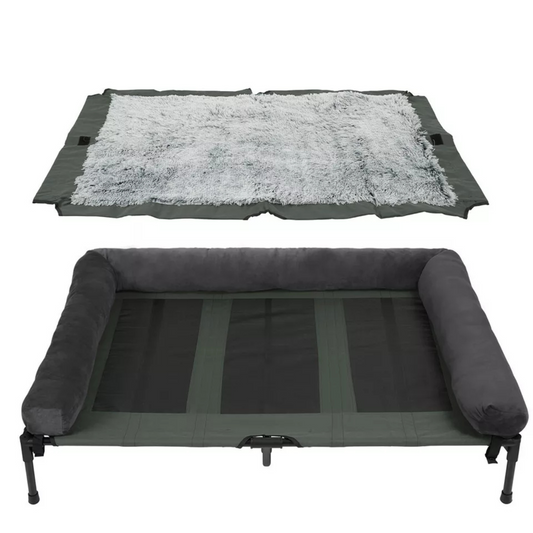 P&P Brown Pet Cot with Bolster Support and Breathable Mesh Design for Dogs to Lounge