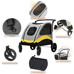 Large Dog Stroller Foldable Pet Pushchair with Doors