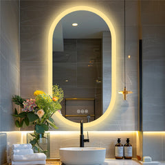 Premium Oval LED Anti-Fog Bathroom Mirror(80x50cm)