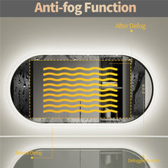 Premium Oval LED Anti-Fog Bathroom Mirror(80x50cm)