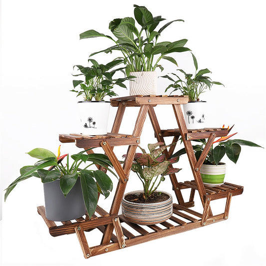 Upgraded Thick Wood Indoor Plant Stand with Flower Planter Shelves