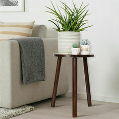 2Pcs Small Side Table Round End Table Wood Plant Stand Super Thick 3-Legs Stool