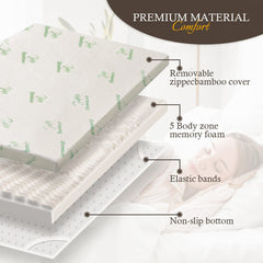 4cm Memory Foam Mattress Protector with Bamboo Cover - Single