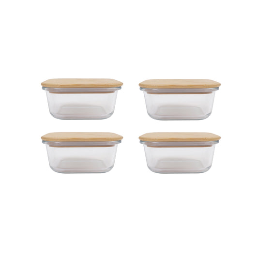 4 Pcs Bamboo Food Container - Medium