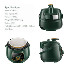 Hoper Layer Mini Electric Pressure Cooker – HL-MP160 3-Cup Small Rice Cooker