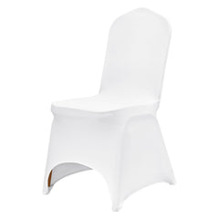 Stretch Spandex Folding Chair Covers, Universal Fitted Arched Front Cover, Removable Washable Protective Slipcovers, for Wedding, Holiday, Banquet, Party, Celebration, Dining (100PCS White)