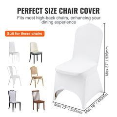 Stretch Spandex Folding Chair Covers, Universal Fitted Arched Front Cover, Removable Washable Protective Slipcovers, for Wedding, Holiday, Banquet, Party, Celebration, Dining (100PCS White)