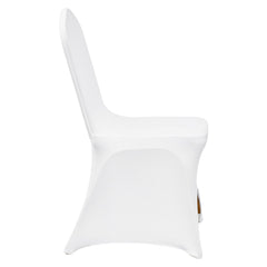 Stretch Spandex Folding Chair Covers, Universal Fitted Arched Front Cover, Removable Washable Protective Slipcovers, for Wedding, Holiday, Banquet, Party, Celebration, Dining (100PCS White)