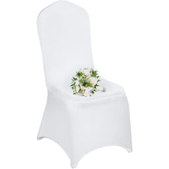 Stretch Spandex Folding Chair Covers, Universal Fitted Chair Cover, Removable Washable Protective Slipcovers, for Wedding, Holiday, Banquet, Party, Celebration, Dining (100PCS White)