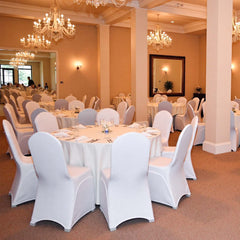Stretch Spandex Folding Chair Covers, Universal Fitted Chair Cover, Removable Washable Protective Slipcovers, for Wedding, Holiday, Banquet, Party, Celebration, Dining (100PCS White)