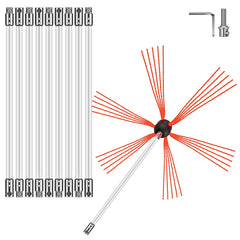 Chimney Sweep Kit 33FT Chimney Cleaning Kit Nylon Sooteater Chimney Cleaning Kit Flexible Brush Head Chimney Sweeping Kit Easy Connecting Chimney Brush With 10 White Rods