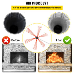 Chimney Sweep Kit 33FT Chimney Cleaning Kit Nylon Sooteater Chimney Cleaning Kit Flexible Brush Head Chimney Sweeping Kit Easy Connecting Chimney Brush With 10 White Rods