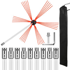 Chimney Sweep Kit 33FT Chimney Cleaning Kit Nylon Sooteater Chimney Cleaning Kit Flexible Brush Head Chimney Sweeping Kit Easy Connecting Chimney Brush With 10 White Rods