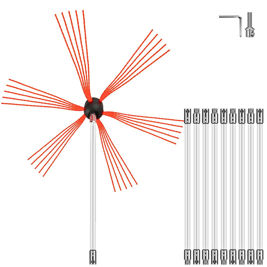 Chimney Sweep Kit 33FT Chimney Cleaning Kit Nylon Sooteater Chimney Cleaning Kit Flexible Brush Head Chimney Sweeping Kit Easy Connecting Chimney Brush With 10 White Rods