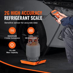 Refrigerant Scale 110 LBS HAVC Charging Recovery Freon Scale, with Wired Remote Control, 2g High Precision Electronic Digital Recovery Weight Scale with Case and Dry Battery