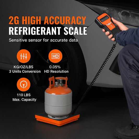 Refrigerant Scale 110 LBS HAVC Charging Recovery Freon Scale, with Wired Remote Control, 2g High Precision Electronic Digital Recovery Weight Scale with Case and Dry Battery