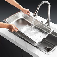 6 Pack Hotel Pans, Full Size Anti-Jam Steam Pan, 0.8mm Thick Stainless Steel Restaurant Steam Table Pan, 4-Inch Deep Commercial Table Pan, Catering Storage Food Pan, for Industrial & Scientific