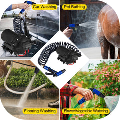 RV Water Pump 5.3 GPM 5.5 Gallons Per Minute 12V Water Pump Automatic 70 PSI Diaphragm Pump with 25 Foot Coiled Hose Washdown Pumps for Boats Caravan Rv Marine Yacht