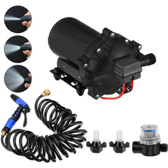 RV Water Pump 5.3 GPM 5.5 Gallons Per Minute 12V Water Pump Automatic 70 PSI Diaphragm Pump with 25 Foot Coiled Hose Washdown Pumps for Boats Caravan Rv Marine Yacht