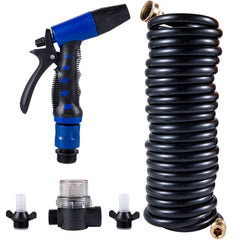 RV Water Pump 5.3 GPM 5.5 Gallons Per Minute 12V Water Pump Automatic 70 PSI Diaphragm Pump with 25 Foot Coiled Hose Washdown Pumps for Boats Caravan Rv Marine Yacht