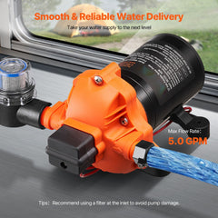 Diaphragm Pump 5GPM 18.93 L/min 5-Chamber Water Pump Pressure Switch
