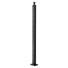Cable Railing Post, 106.7x2.5x5 cm Level Deck Stair Posts, 1-Pack Stainless Steel Cable Handrail Post, Pre-Drilled Pickets with Mounting Bracket Stair Railing Kit, Black, 1JZLGZXHS1063GGTD001V0