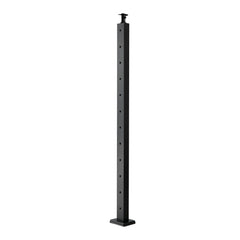 Cable Railing Post, 106.7x5x5cm Level Deck Stair Posts, 1-Pack Stainless Steel Cable Handrail Post, Pre-Drilled Pickets with Mounting Bracket Stair Railing Kit, Black, 1JZLGZXHS106AWJO6001V0