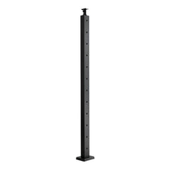Cable Railing Post, 106.7x5x5cm Level Deck Stair Posts, 1-Pack Stainless Steel Cable Handrail Post, Pre-Drilled Pickets with Mounting Bracket Stair Railing Kit, Black, 1JZLGZXHS106AWJO6001V0