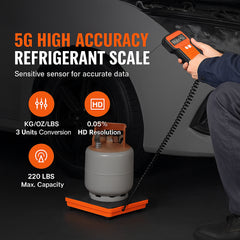 Refrigerant Scale 220 LBS HAVC Charging Recovery Freon Scale, with Wired Remote Control, 5g High Precision Electronic Digital Recovery Weight Scale with Case and Dry Battery