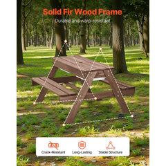 Picnic Table Wooden Tables and Bench Set Umbrella Garden Indoor Outdoor