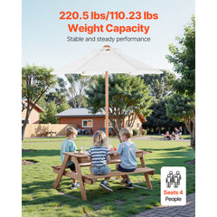 Picnic Table Wooden Tables and Bench Set Umbrella Garden Indoor Outdoor