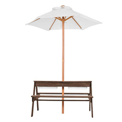 Picnic Table Wooden Tables and Bench Set Umbrella Garden Indoor Outdoor
