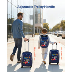 Kids Luggage Set, 2 Piece, 45.7 cm Hardside Rolling Wheels Suitcase with Hard-Shell Backpack, Dinosaur Kids Carry on Luggage Set, Holiday Birthday Present for Girls & Boys, Airline Approved