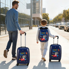 Kids Luggage Set, 2 Piece, 45.7 cm Hardside Rolling Wheels Suitcase with Hard-Shell Backpack, Dinosaur Kids Carry on Luggage Set, Holiday Birthday Present for Girls & Boys, Airline Approved