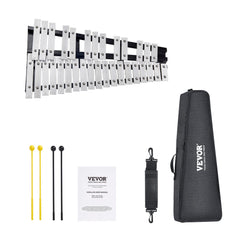 32 Note Glockenspiel Xylophone Bell Kit, Percussion Instrument with Mallets, Drum Sticks and Carrying Bag, Professional Glockenspiel Xylophone Percussion Instrument Set for Adults & Students
