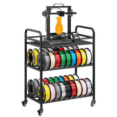 3D Printer Filament Storage Rack, 3 Tier Heavy Duty Storage Shelf, Rolling Filament Spool Holders Racks with Wheels, Filaments Organzied for 3D Printing Station, Office, Workshop (Shelf Only)