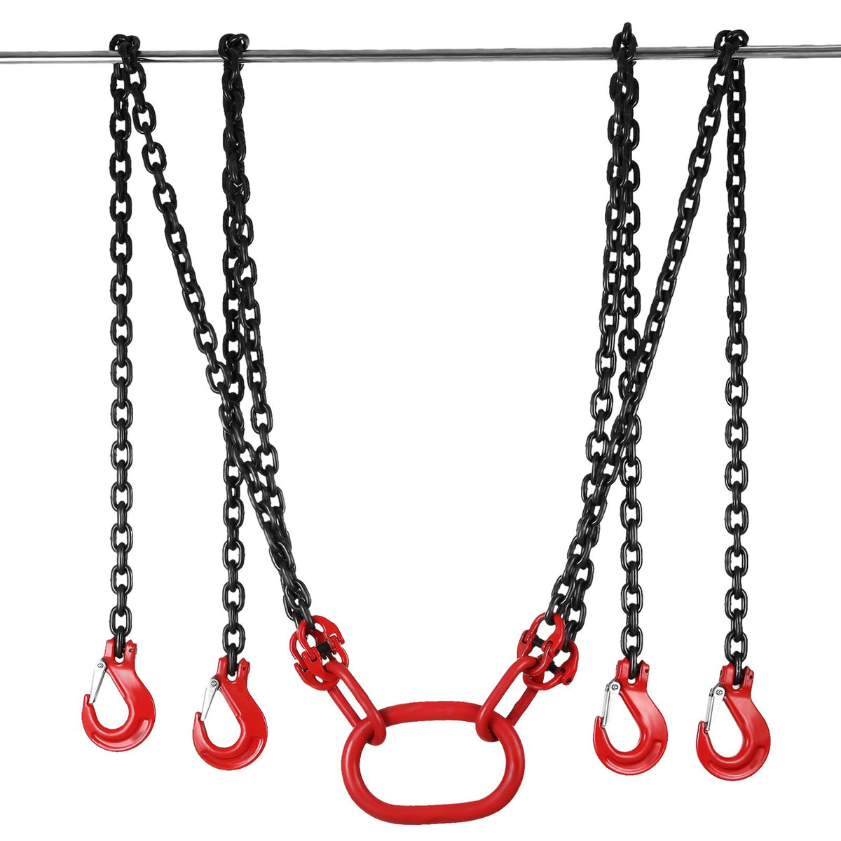 Chain Sling 5/16" X 10' Engine Lift Chain G80 Alloy Steel Engine Chain Hoist Lifts 3 Ton with 4 Leg Grab Hooks and Adjuster