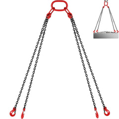 Chain Sling 5/16" X 10' Engine Lift Chain G80 Alloy Steel Engine Chain Hoist Lifts 3 Ton with 4 Leg Grab Hooks and Adjuster