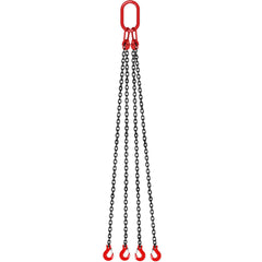 Chain Sling 5/16" X 10' Engine Lift Chain G80 Alloy Steel Engine Chain Hoist Lifts 3 Ton with 4 Leg Grab Hooks and Adjuster