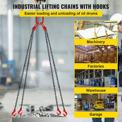 Chain Sling 5/16" X 10' Engine Lift Chain G80 Alloy Steel Engine Chain Hoist Lifts 3 Ton with 4 Leg Grab Hooks and Adjuster