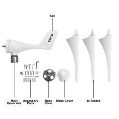 Wind Turbine 400Watt Wind Turbine Generator DC 12V Wind Turbine Generator 3/5 Blades with Controller (400Watt)
