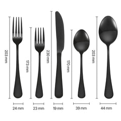 30-Piece Black Silverware Set, Food-Grade Stainless Steel Flatware Utensils for 6, Mirror Finished Cutlery Set, Dishwasher Safe Eating Tableware for Kitchen Home, Include Knife Fork Spoon