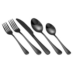 30-Piece Black Silverware Set, Food-Grade Stainless Steel Flatware Utensils for 6, Mirror Finished Cutlery Set, Dishwasher Safe Eating Tableware for Kitchen Home, Include Knife Fork Spoon
