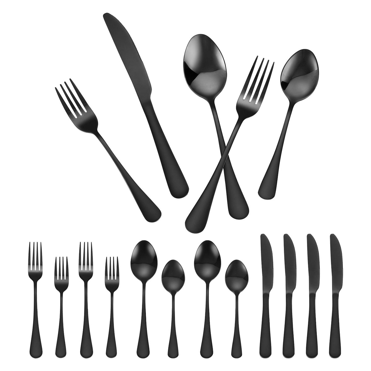 30-Piece Black Silverware Set, Food-Grade Stainless Steel Flatware Utensils for 6, Mirror Finished Cutlery Set, Dishwasher Safe Eating Tableware for Kitchen Home, Include Knife Fork Spoon