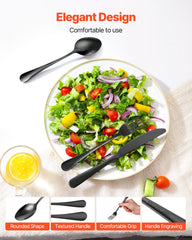 30-Piece Black Silverware Set, Food-Grade Stainless Steel Flatware Utensils for 6, Mirror Finished Cutlery Set, Dishwasher Safe Eating Tableware for Kitchen Home, Include Knife Fork Spoon