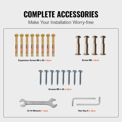 4-Step Handrail Fits 1 or 4 Steps Matte Black Stair Rail Wrought Iron Handrail with Installation Kit Hand Rails for Outdoor Steps