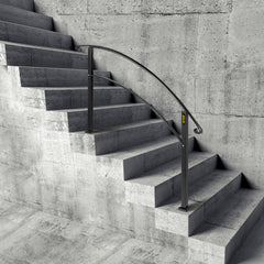 4-Step Handrail Fits 1 or 4 Steps Matte Black Stair Rail Wrought Iron Handrail with Installation Kit Hand Rails for Outdoor Steps