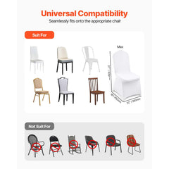 Stretch Spandex Folding Chair Covers, Universal Fitted Chair Cover, Removable Washable Protective Slipcovers, for Wedding, Holiday, Banquet, Party, Celebration, Dining (50PCS White)
