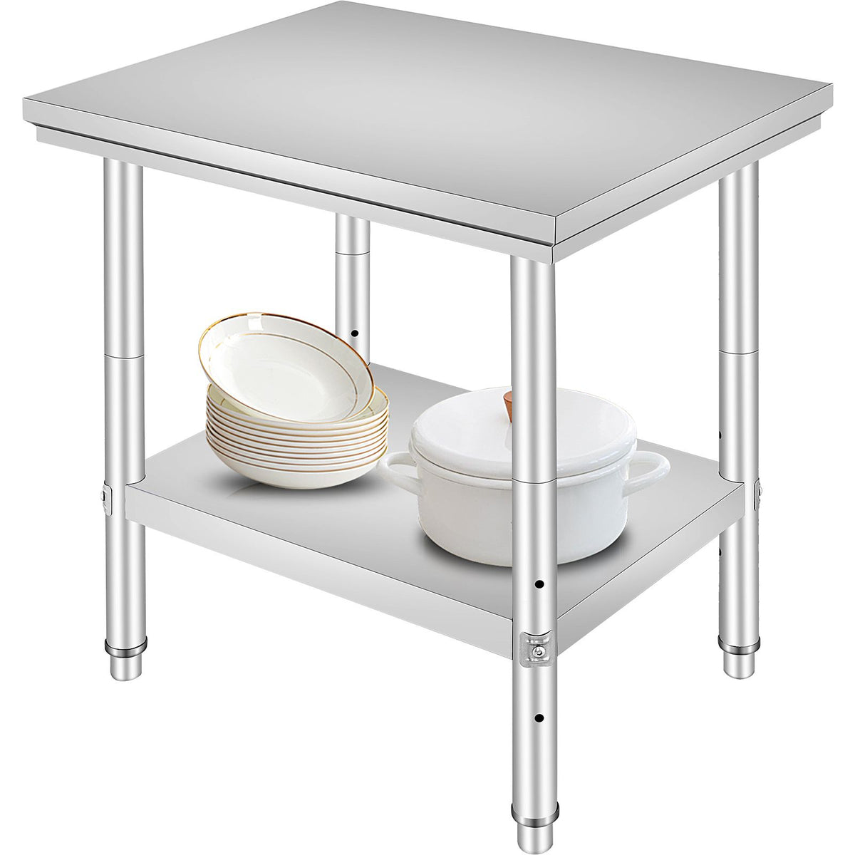 Commercial Worktable & Workstation 24 x 30 x 32 Inch Stainless Steel Work Table Heavy Duty Commercial Food Prep Work Table for Home, Kitchen, Restaurant Metal Prep Table with Adjustable Feet